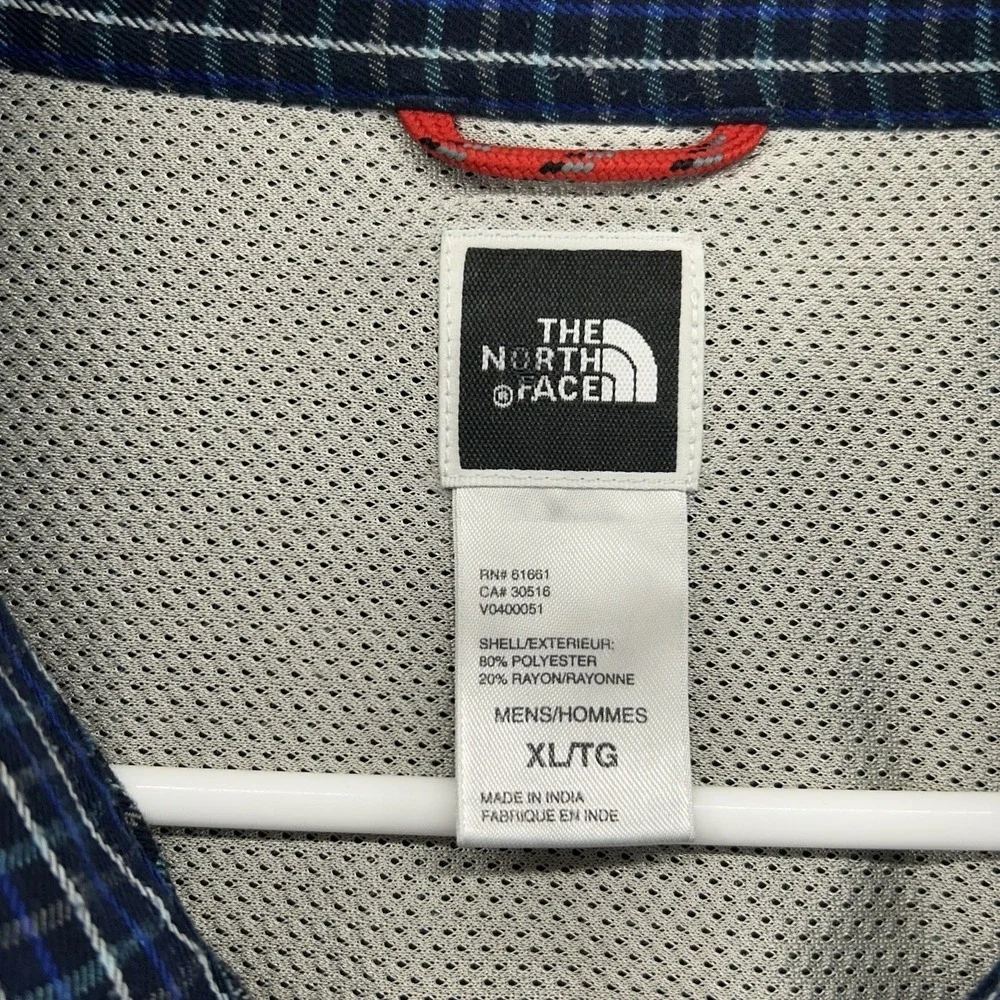 The North Face Roll Tab Shirt Men Size XL Blue Striped Long Sleeve Outdoor